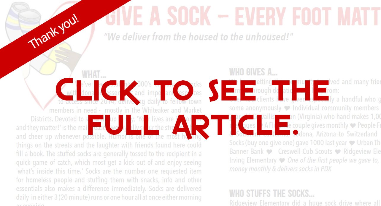 Eugene Health Guide Article featuring Give a Sock